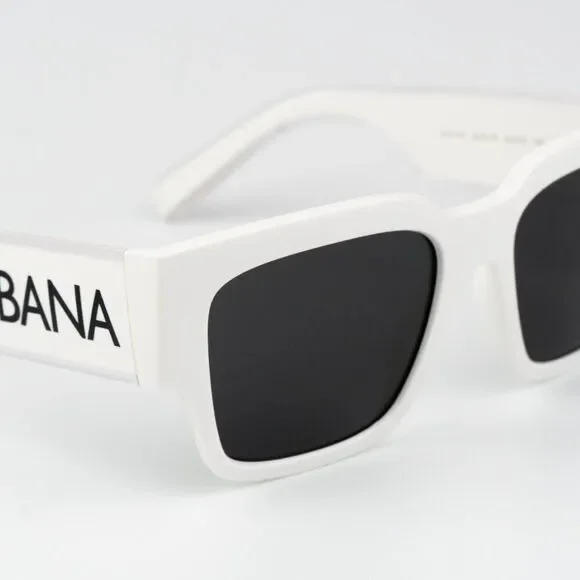 NEW D&G DG6184 331287 White Dark Grey Square Unisex Sunglasses